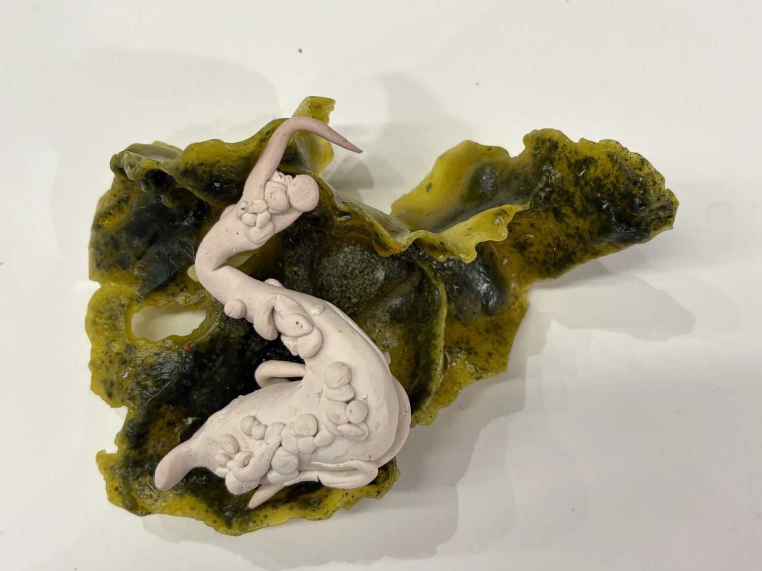 *Your Given Life*, copper carbonate, and turmeric-infused wax, polymer clay, dimensions vary.