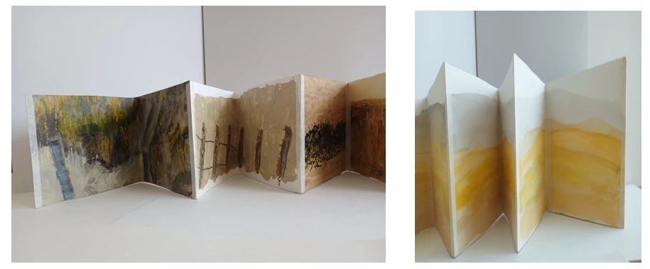 *Dune Views*, Book 2, acrylic on acrylic paper with sand dune panorama backing,11 pages, 10.5 x 14.7 cm.