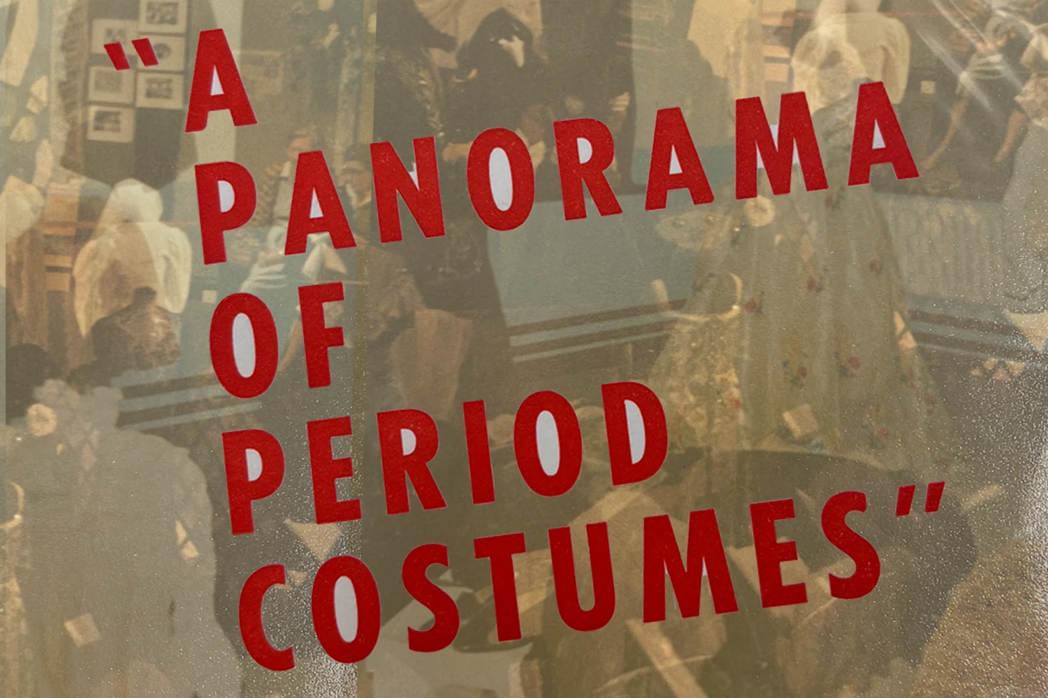 *A Panorama of Period Costumes* (2026) overlays rare installation photographs of Johnston's exhibitions, creating a confused vantage of the display space to caution against over-reliance on images when recording exhibition histories.