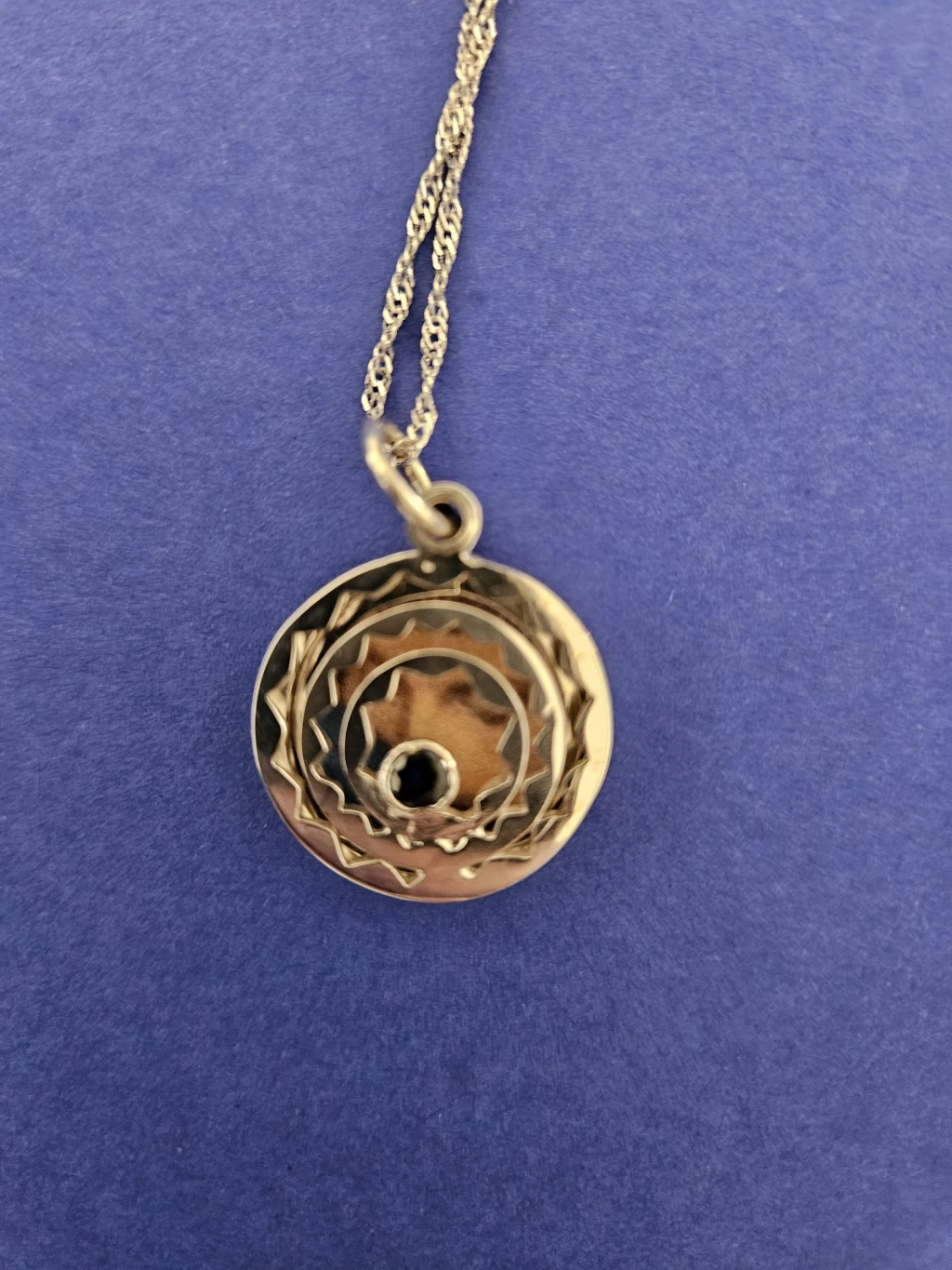 Locket, silver925, synthetic sapphire, 3 x 2.2 x 0.5 cm.