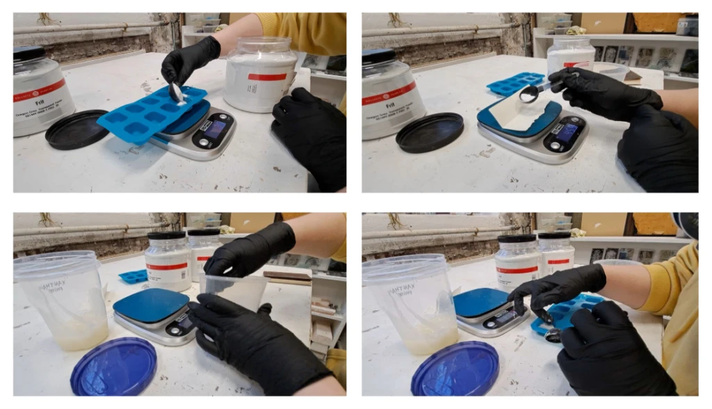<p>Research process, Pâte de verre, glass paste</p>