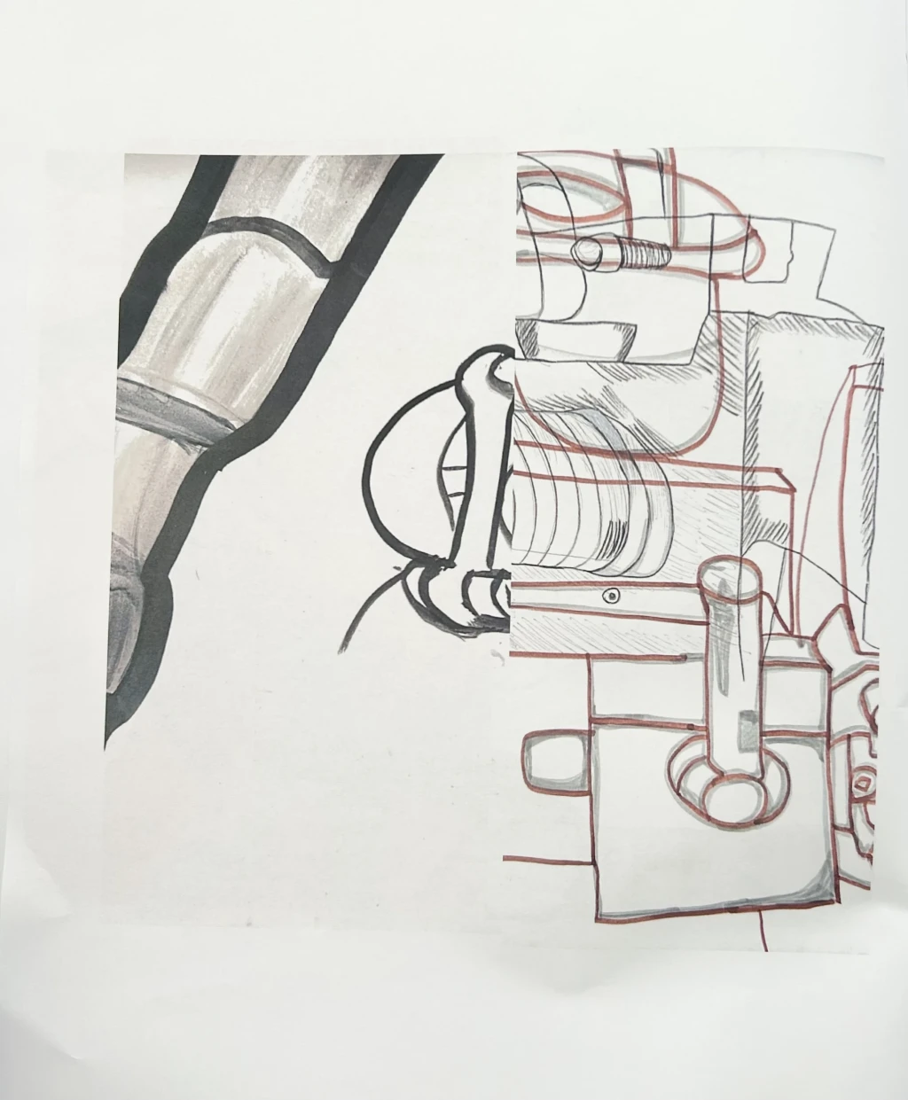 Studies of fitting machinery in ink and marker