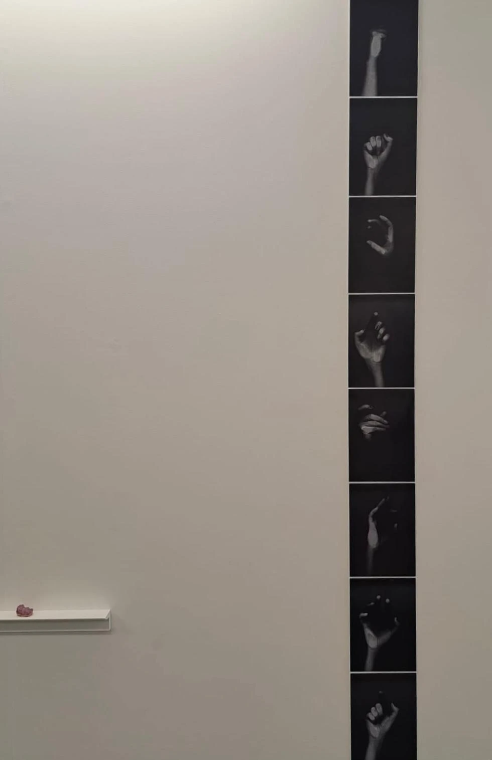 Installation view, prints of hands, A4 size, NCAD Works 2026.