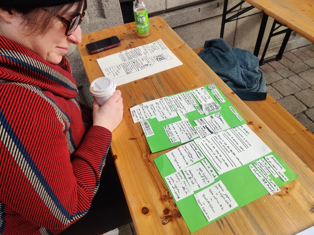 Receiving user feedback on paper prototypes.
