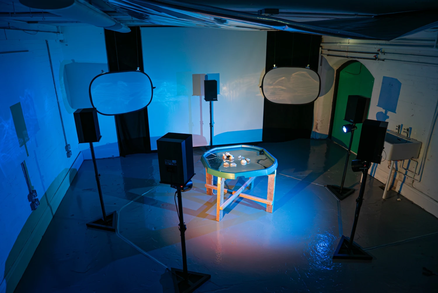 Installation view, 5 channel audio set up, NCAD Works 2026.