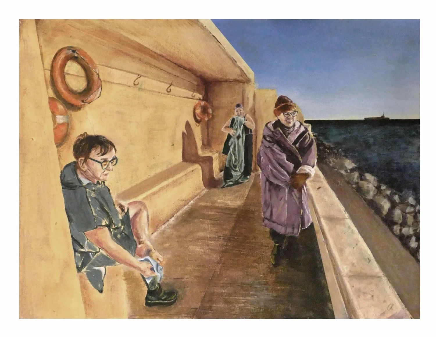 *Waiting for Cora*, 2024, acrylic on canvas board, 46 × 61 cm.