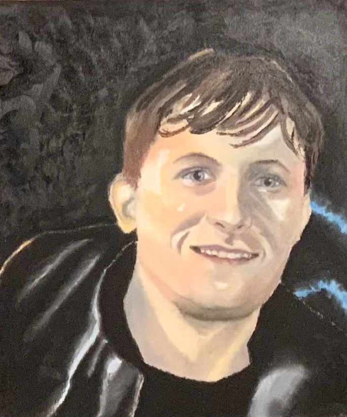 *Conor*, oil pastel, 30 x 25 cm.