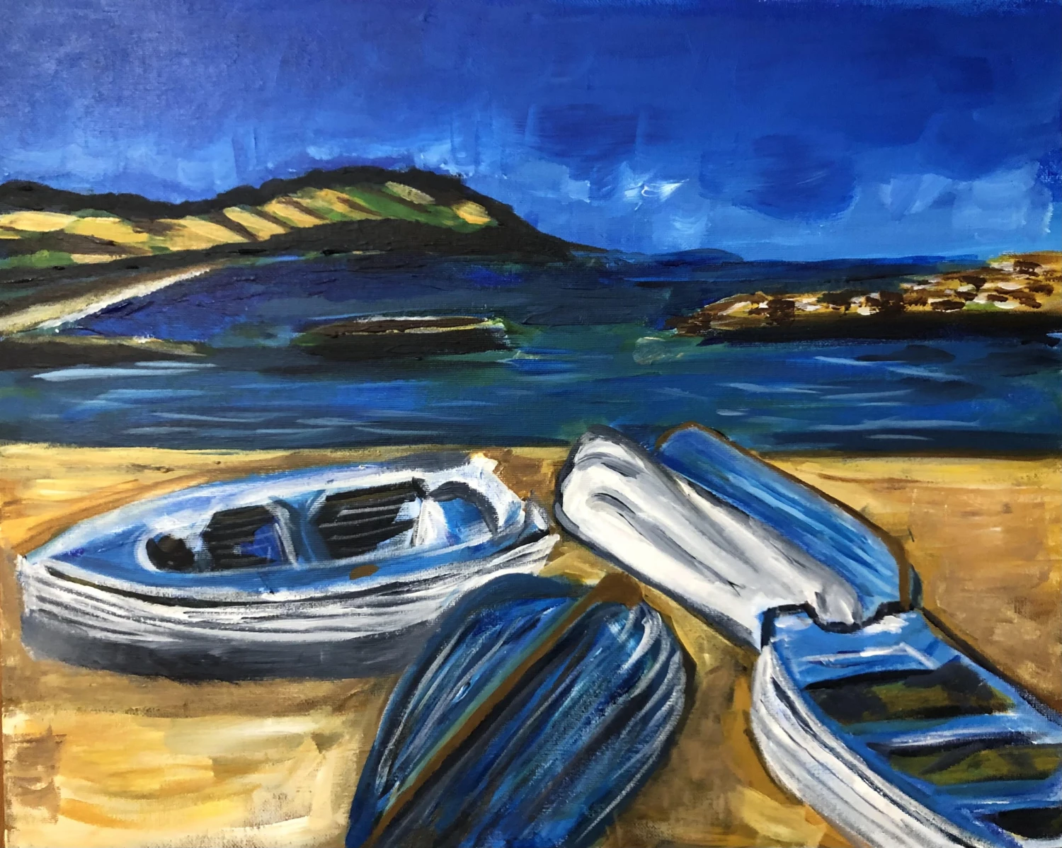 *Old Greystones Harbour,* 2025, acrylic on canvas board, 40 x 50 cm.