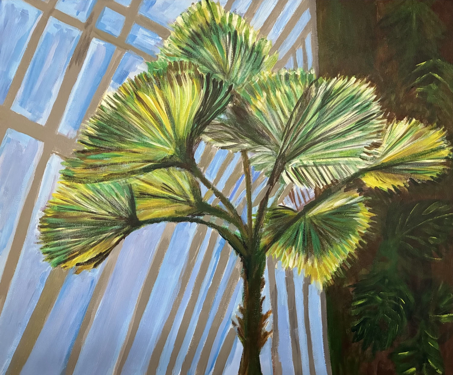 *Botanic Garden Glasshouse*, 2026, acrylic on canvas, 50 x 60 cm.