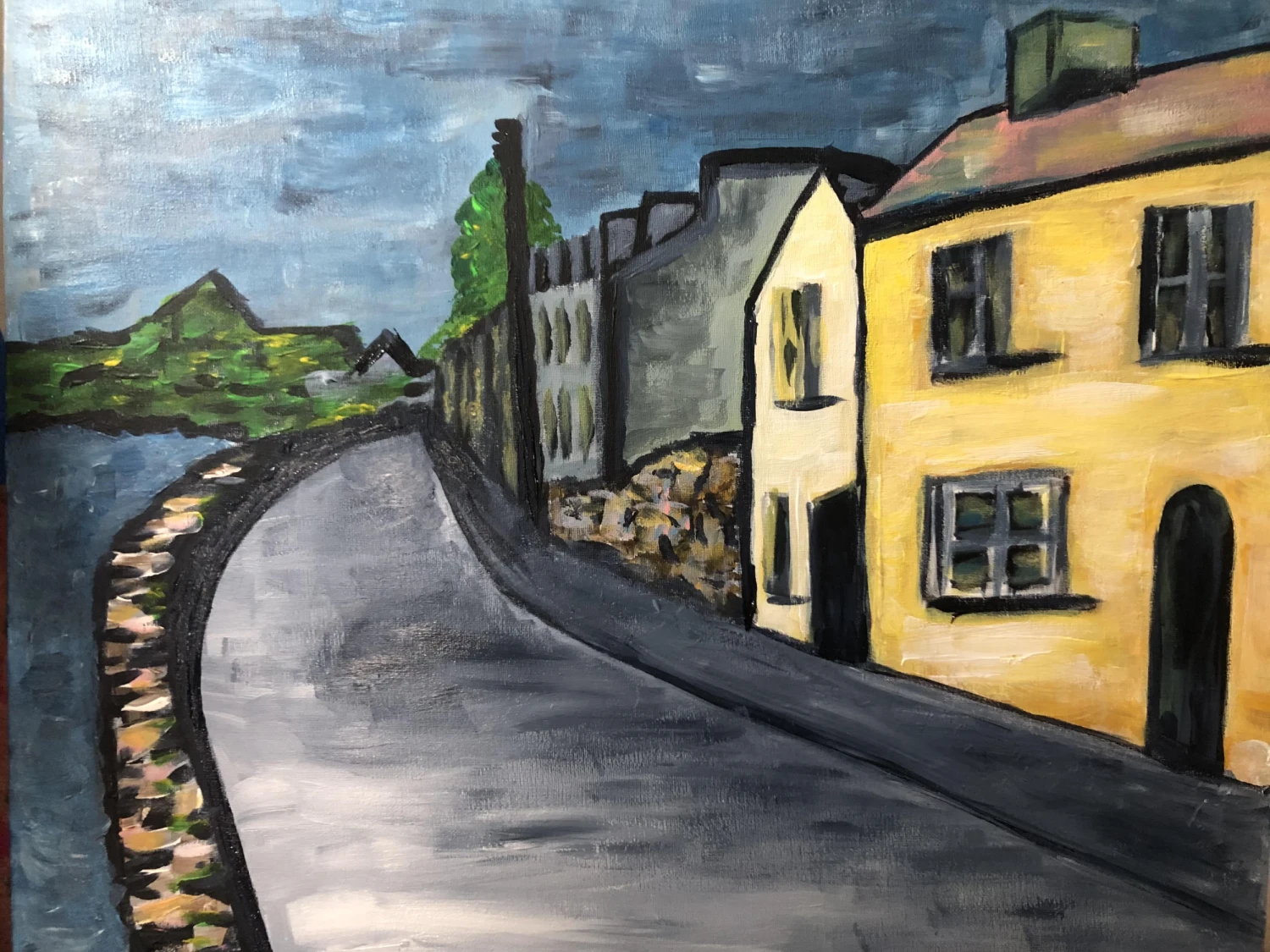 *Rathmullan in Winter*, 2024, acrylics on canvas board, 51 x 61 cm.