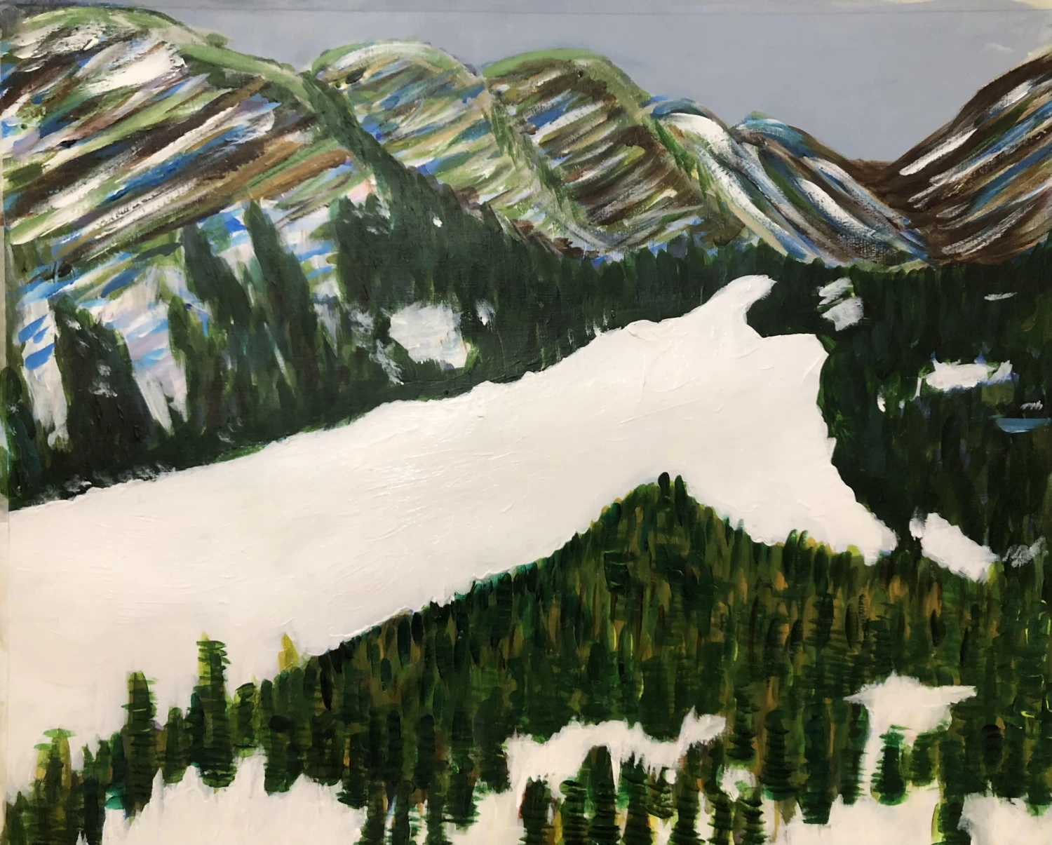 *Snow at Banff National Park*, 2025, acrylic on acrylic paper, 40 x 50 cm.