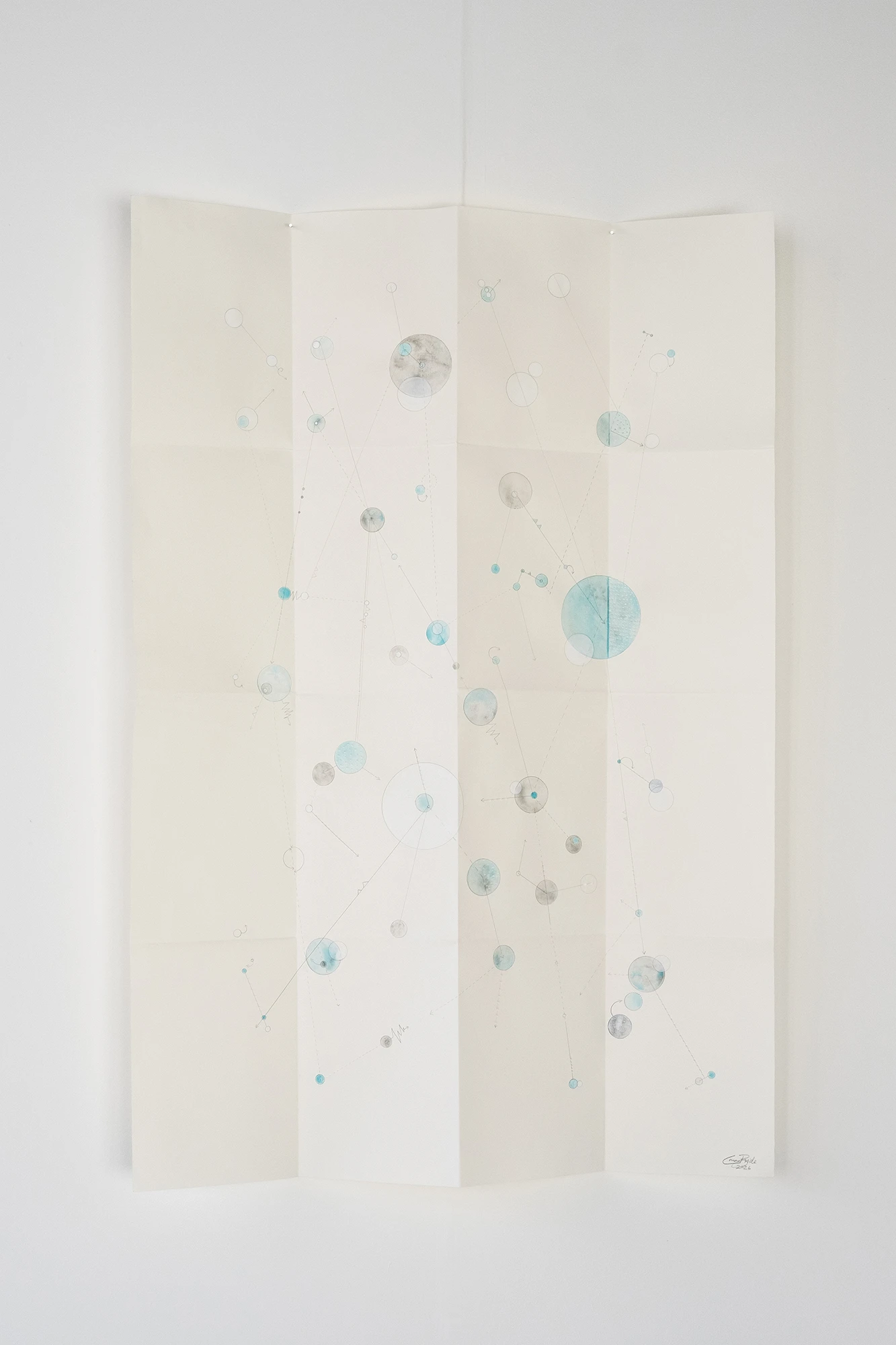How to Get from A to C: a Map, pencil, graphite and gouache on Fabriano Tiepolo paper, 70 x 100 cm.  