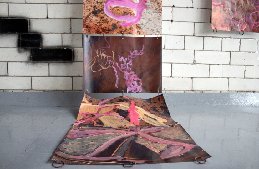 Close-up detail, Interiorisation of the Outside, mixed media, installation view, NCAD Works 2026.