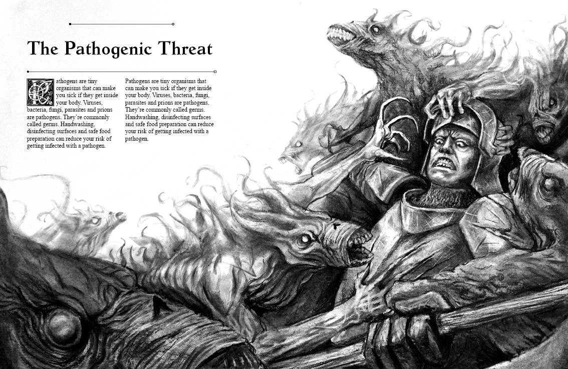*Pathogen* frontispiece, charcoal on paper, 42 x 59.4 cm.