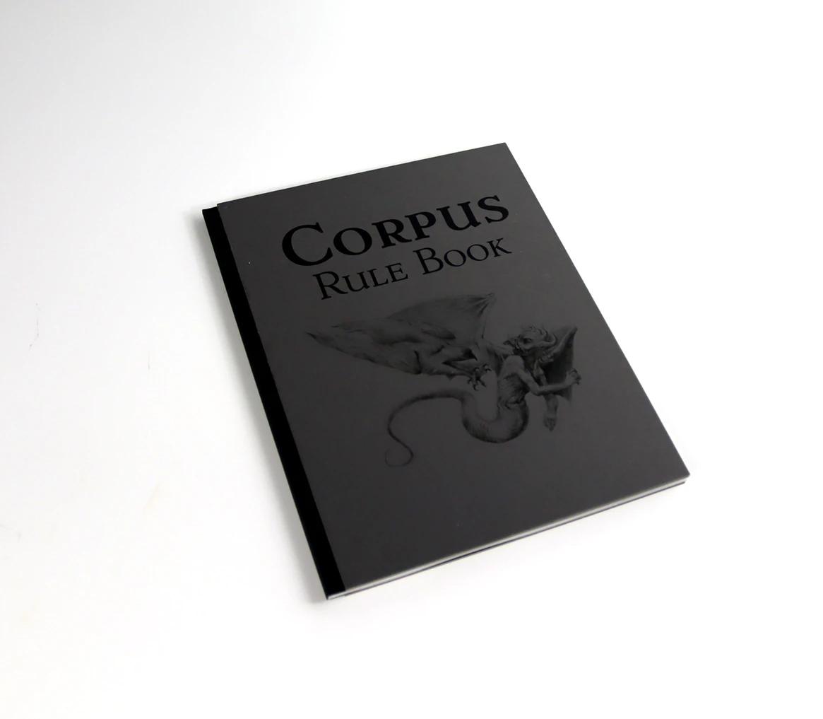 *Corpus* rulebook, printed design on paper, 20 x 26 cm.