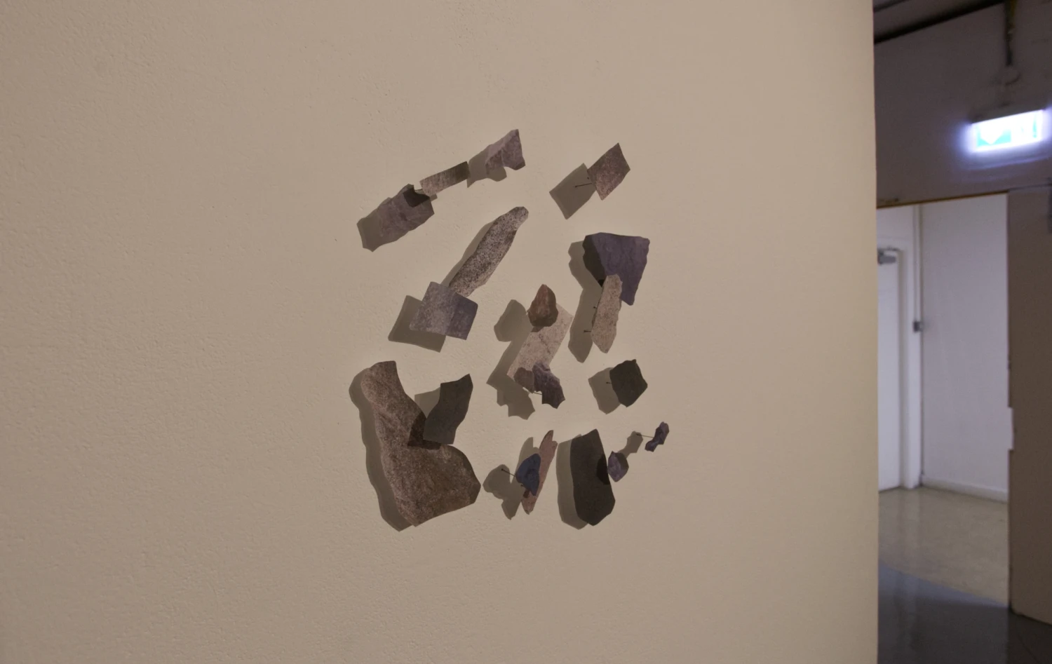 *Suspended*, collage on Japanese paper suspended on wire, 28 x 33 cm.