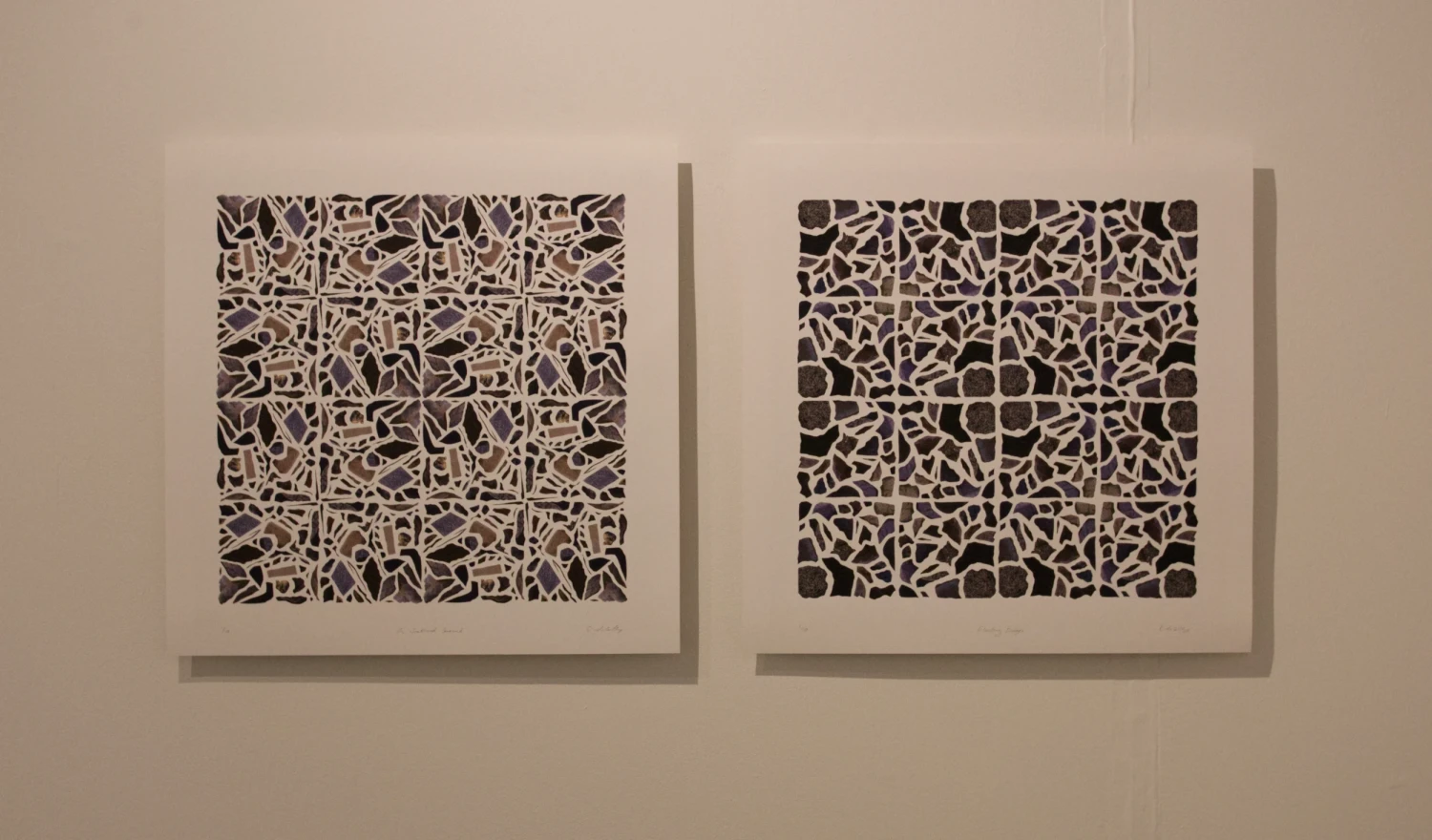 Diptych *On Scattered Ground* and *Floating Buoys*, Giclée prints on Hahnemühle photorag, 50 x 50 cm.