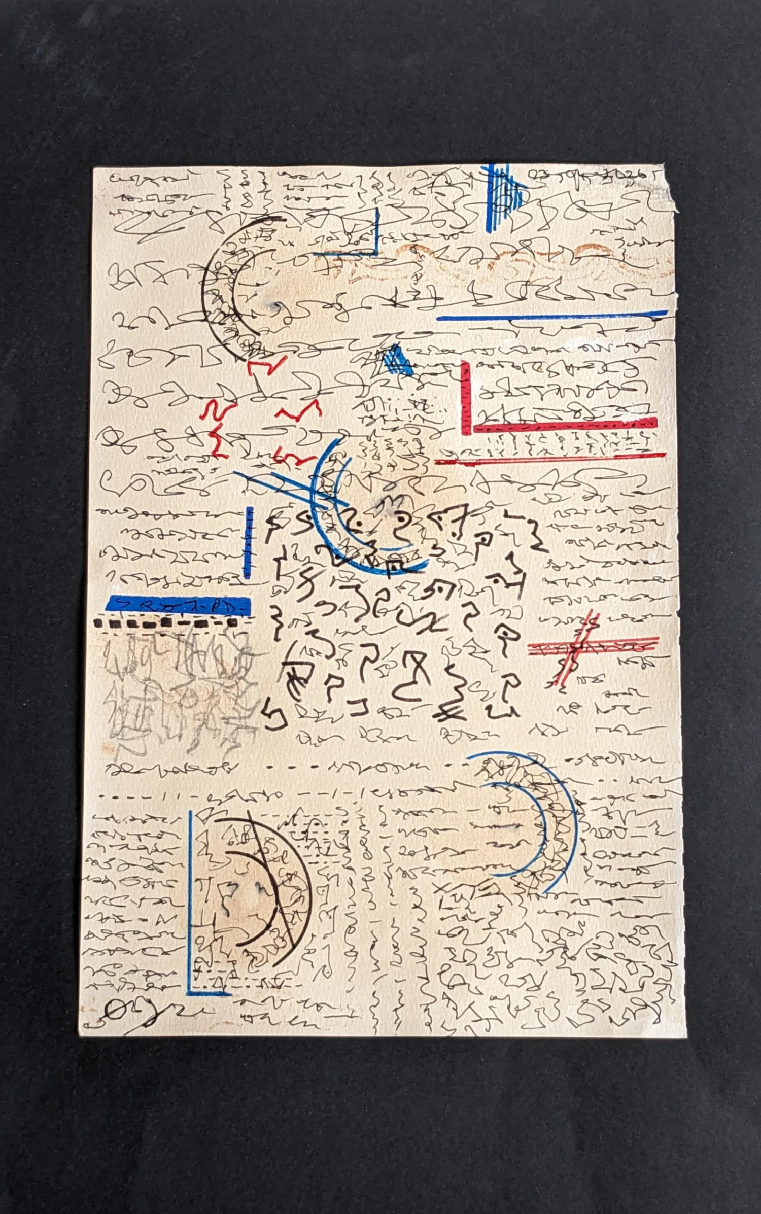 *Asemic Letter*, pencil, ink, acrylic on paper, 21 x 29 cm.