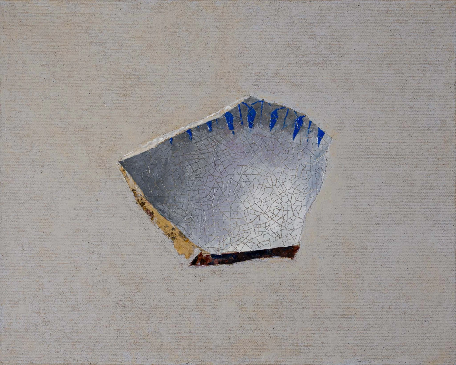 *Broken Cup, Fragment 12*, 2026, oil pastel on canvas board, 24 x 30 cm.