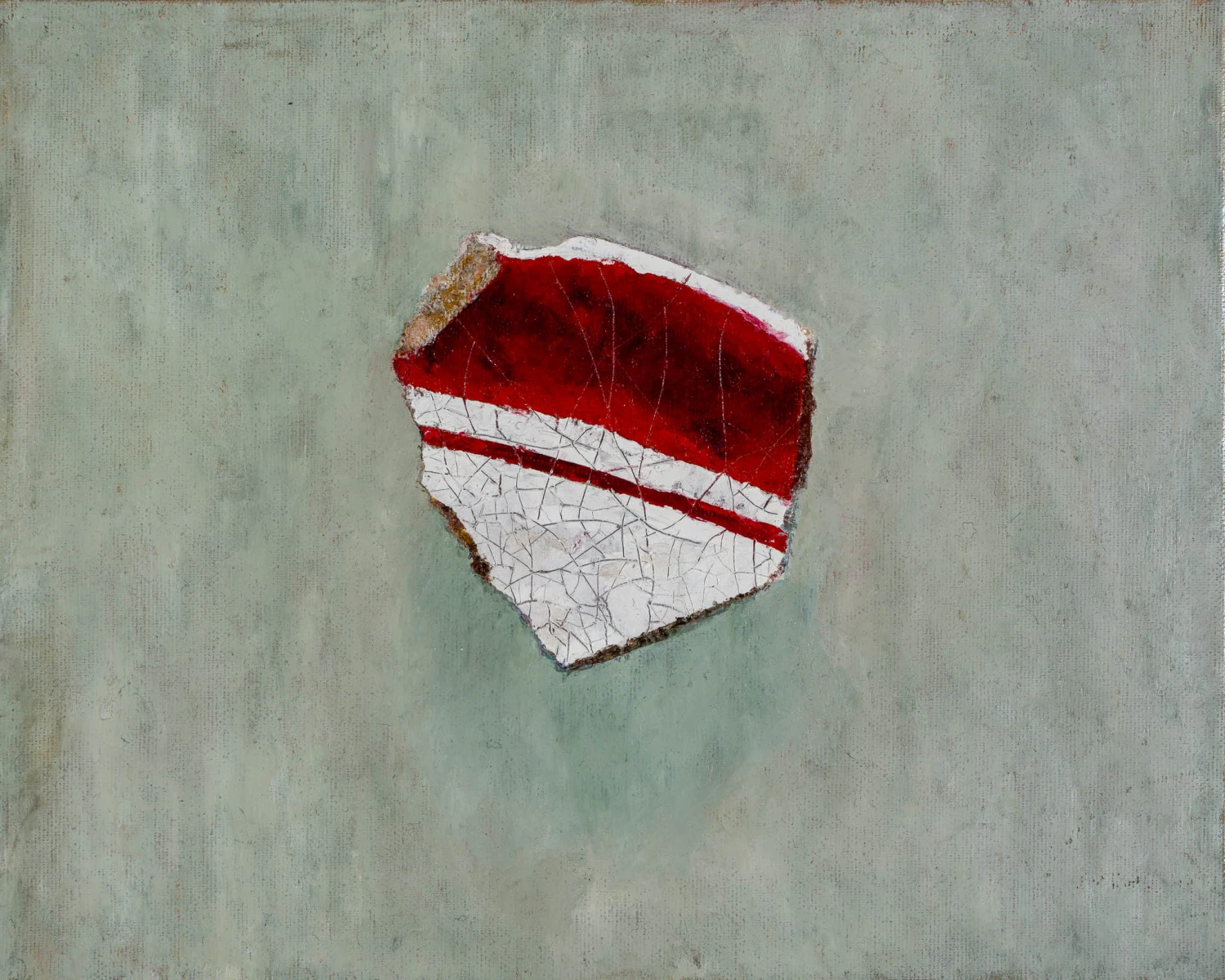 *Broken Cup, Fragment 6*, 2026, oil pastel on canvas board, 24 x 30 cm.