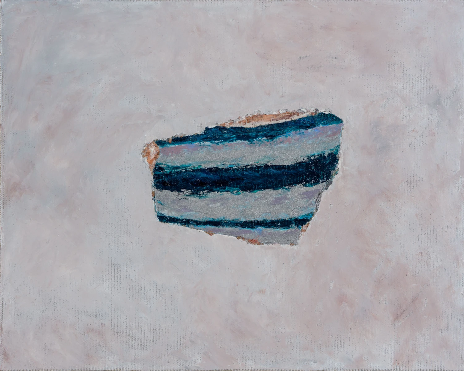 *Broken Cup, Fragment 11*, 2026, oil pastel on canvas board, 24 x 30 cm.