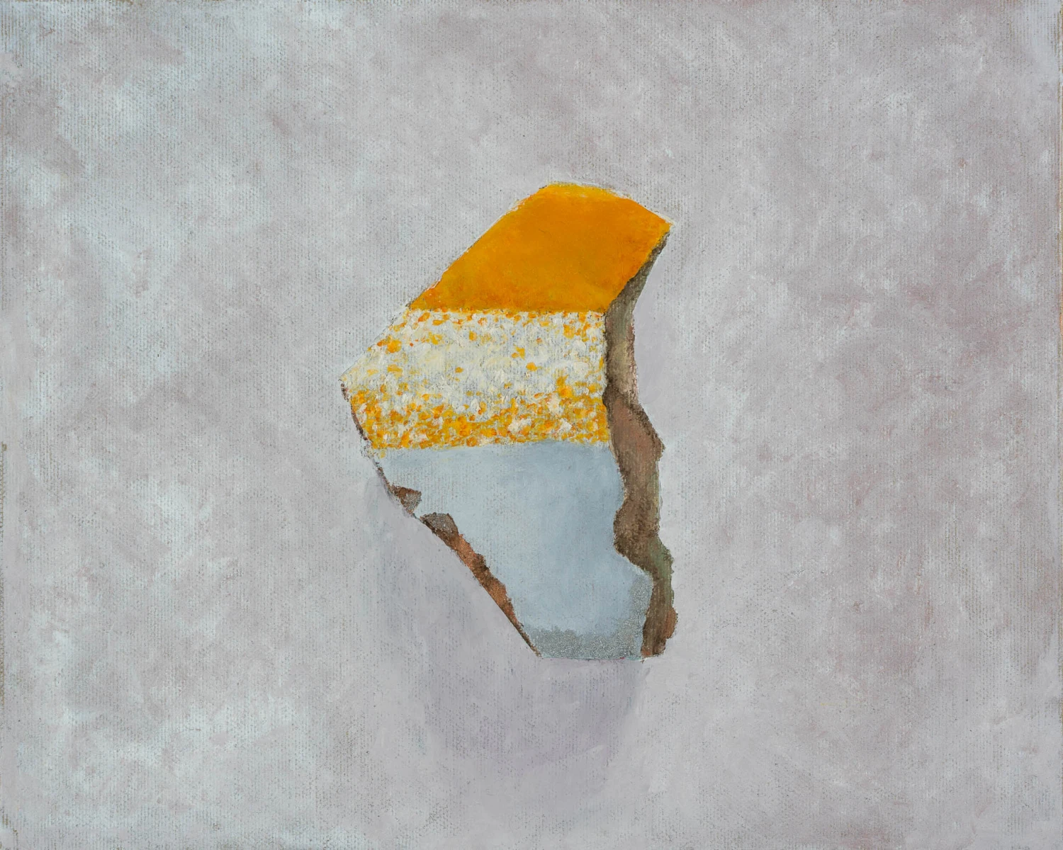 *Broken Cup, Fragment 4*, 2026, oil pastel on canvas board, 24 x 30 cm.