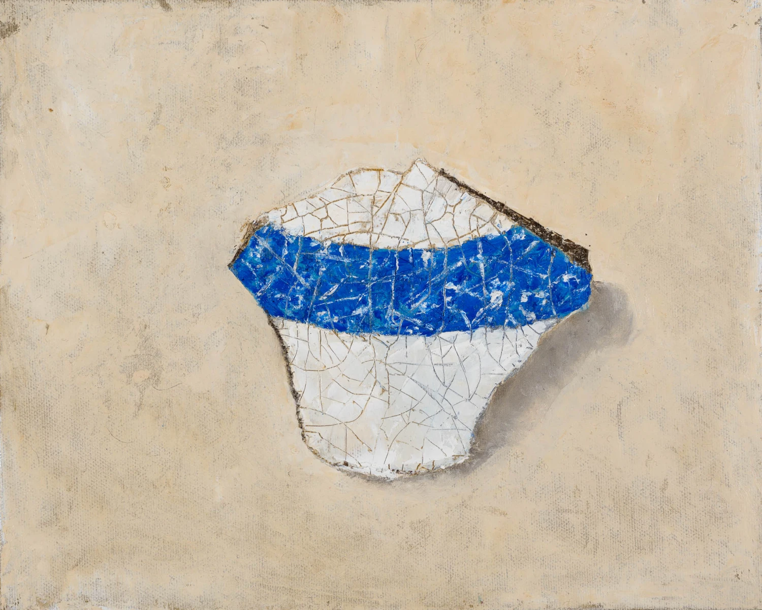 *Broken Cup, Fragment 3*, 2026, oil pastel on canvas board, 24 x 30 cm.