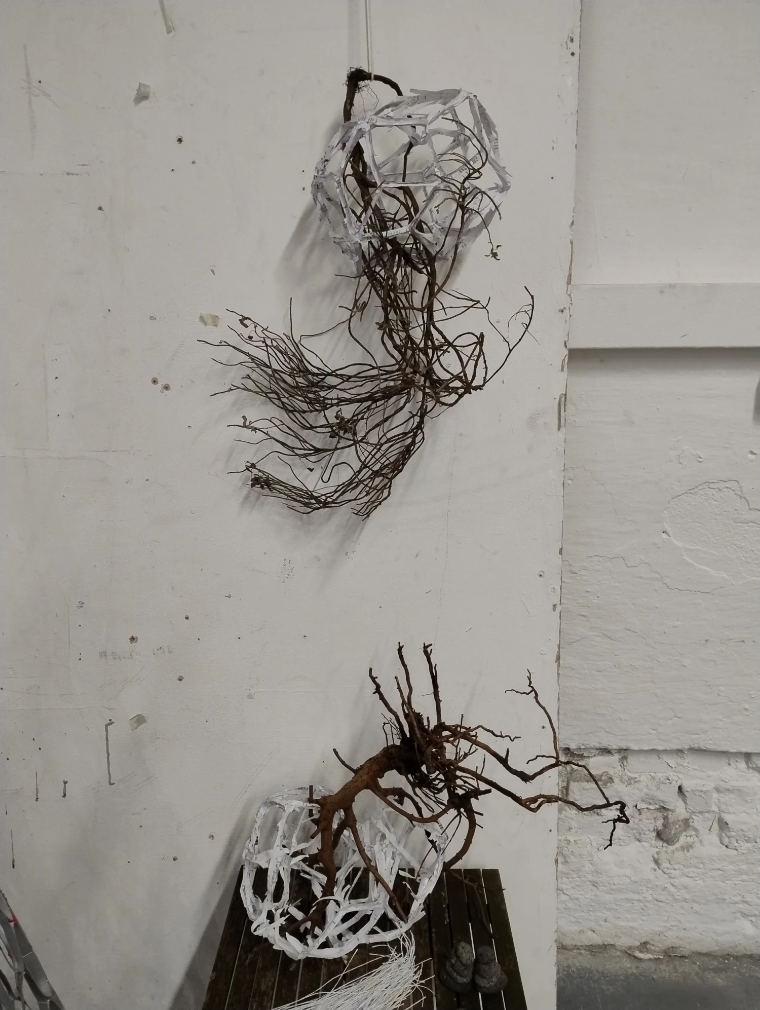 *Return to Nature I & II*, paper, PVA glue, wood, 30 x 50 x 60 cm.