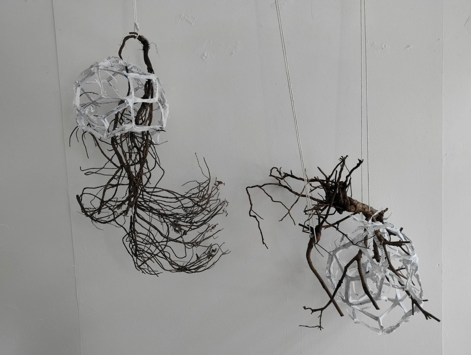 *Return to Nature I & II*, paper, PVA glue, wood, 30 x 50 x 60 cm.