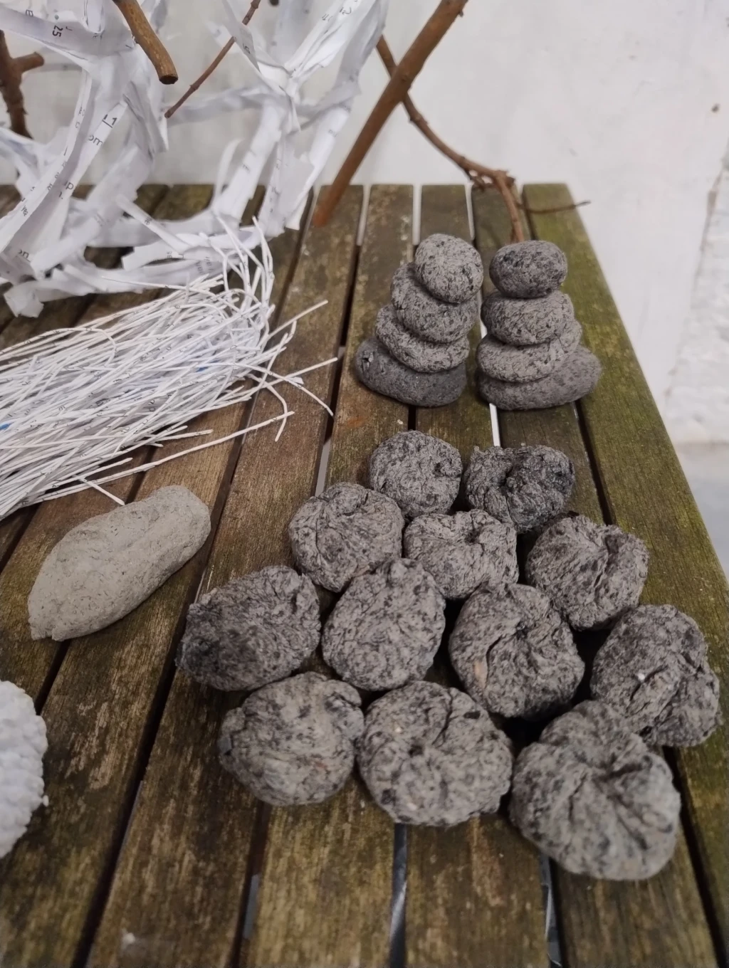 Wood ash stones, made from wood ash and flour.