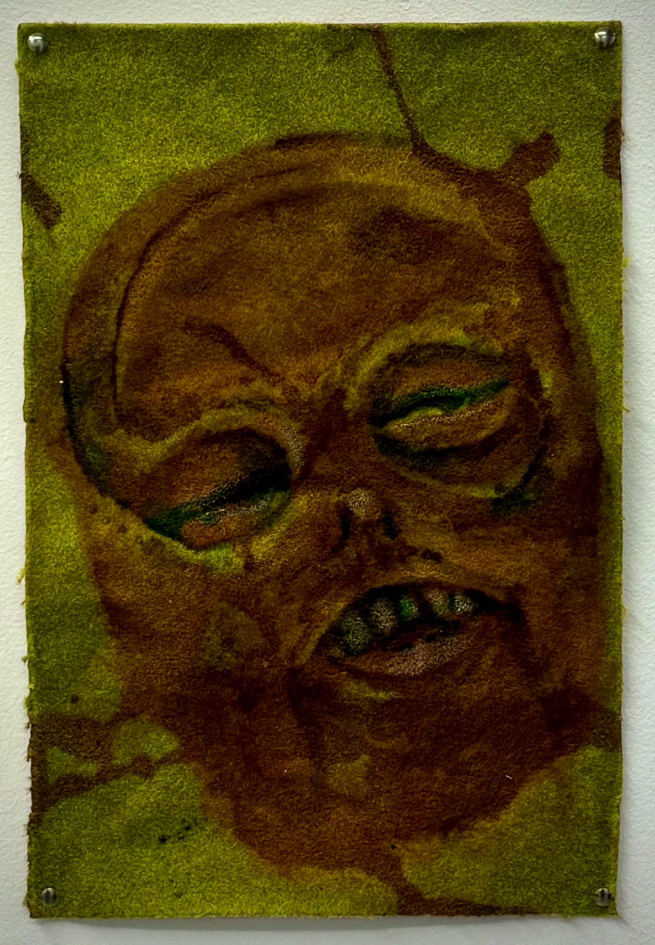 *Baby Bog*, acrylic ink on hobby grass.
