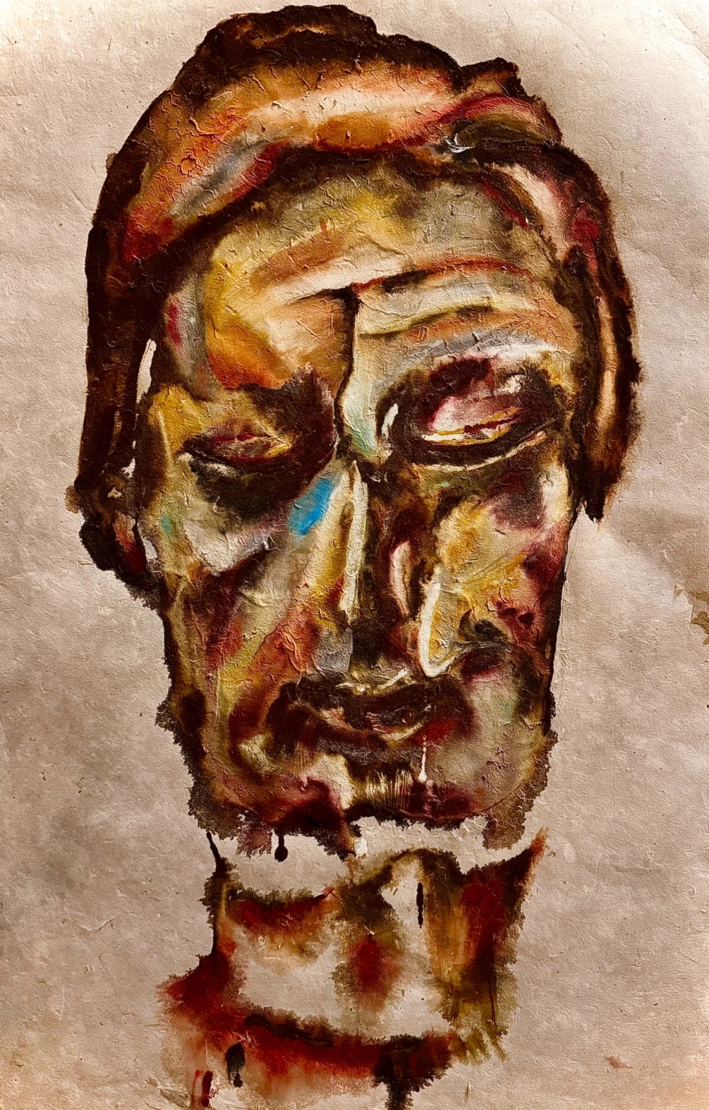 *Tollund Man*, acrylic ink on Lokta light paper.