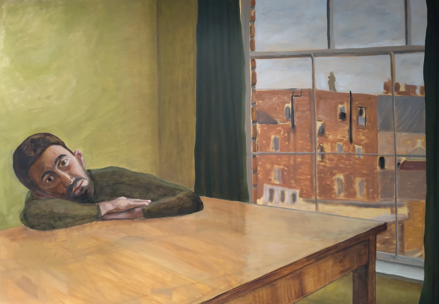 *Eoin Broinne *(after Valentin de Boulogne), oil on canvas, 70 × 100 cm.