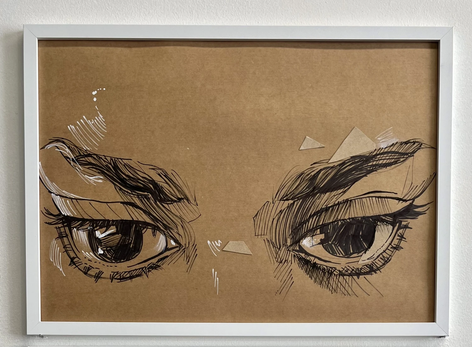 Tired, 2026,  marker, paint, paper, 29.7 x 42 cm.