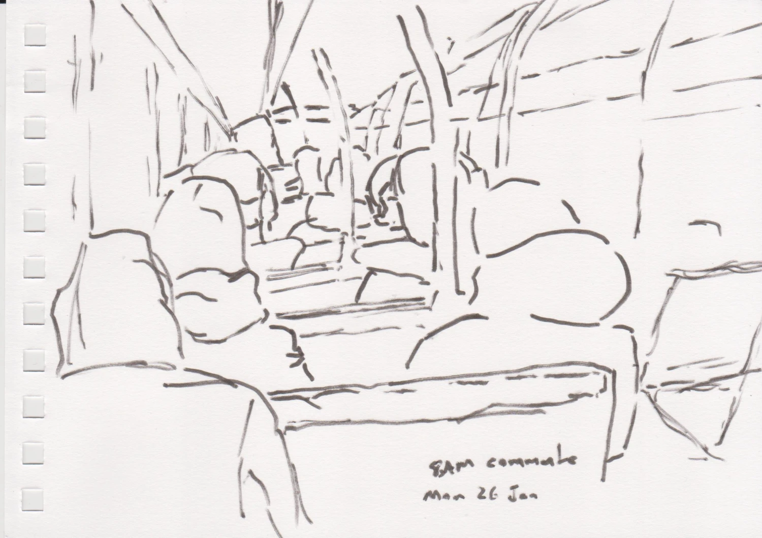 *8AM Commute*, ink on paper, 21 x 15 cm.