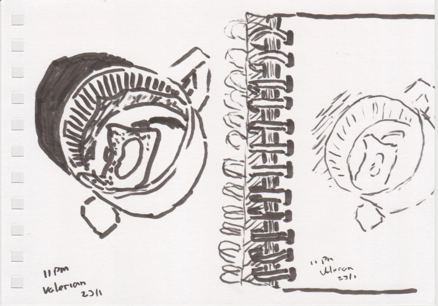 *11PM Valerian*, ink on paper, 21 x 15 cm.