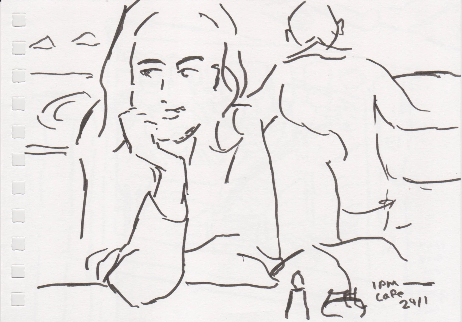 *1PM Cafe*, ink on paper, 21 x 15 cm.