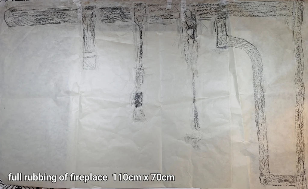 Rubbing of fire crane and fire irons.
