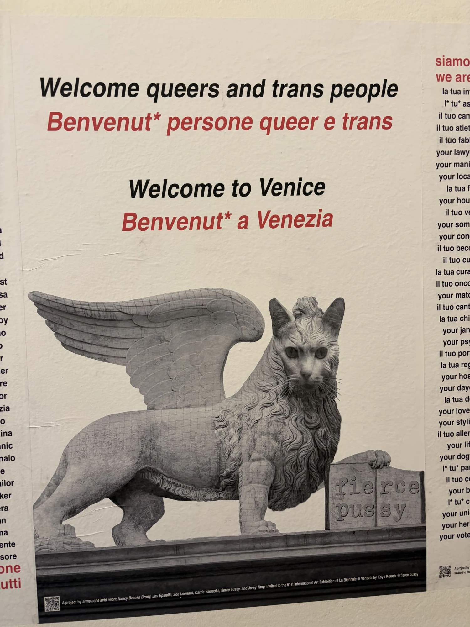 *Venice Biennale 2026 welcome poster*, fierce pussy, 2026.
