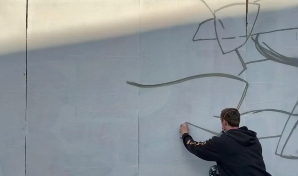 *Cascadence*, mural painting process.
