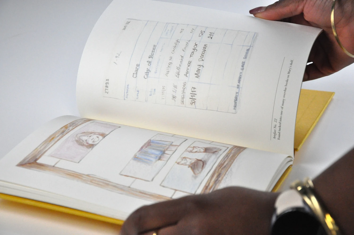 Each artefact is captioned, revealing a fragmented narrative of a dysfunctional family.