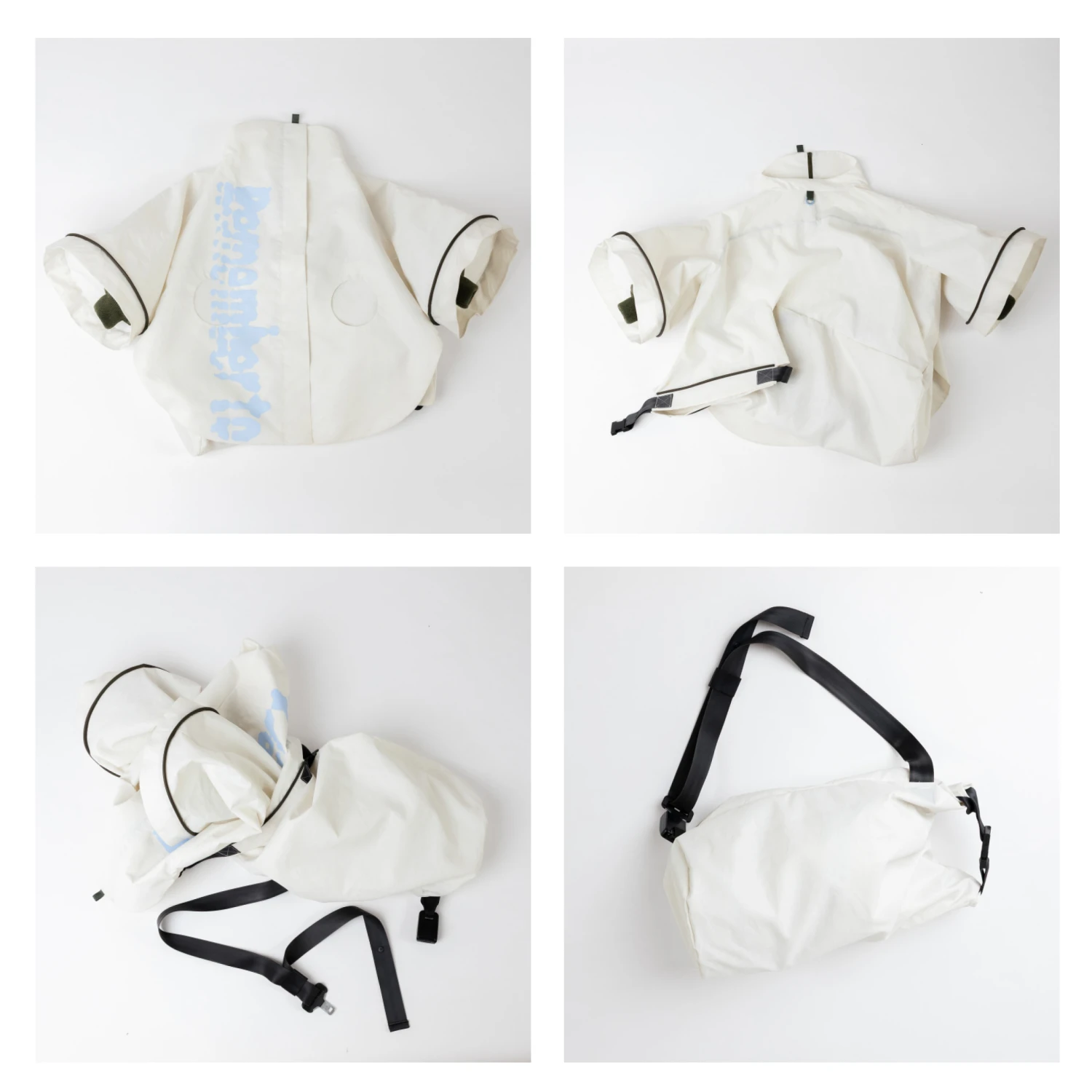 Transformable rain coat.