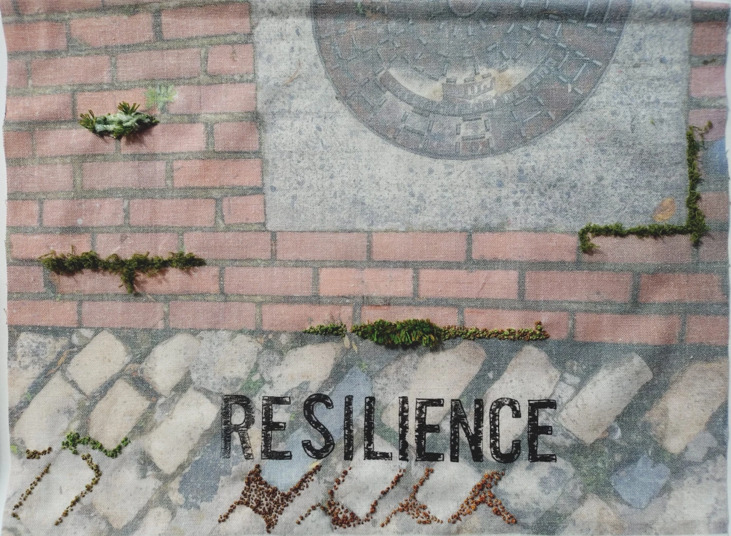 *Resilience* (4 of 4), sublimation print, foil with hand embroidery, 37 x 28 cm.