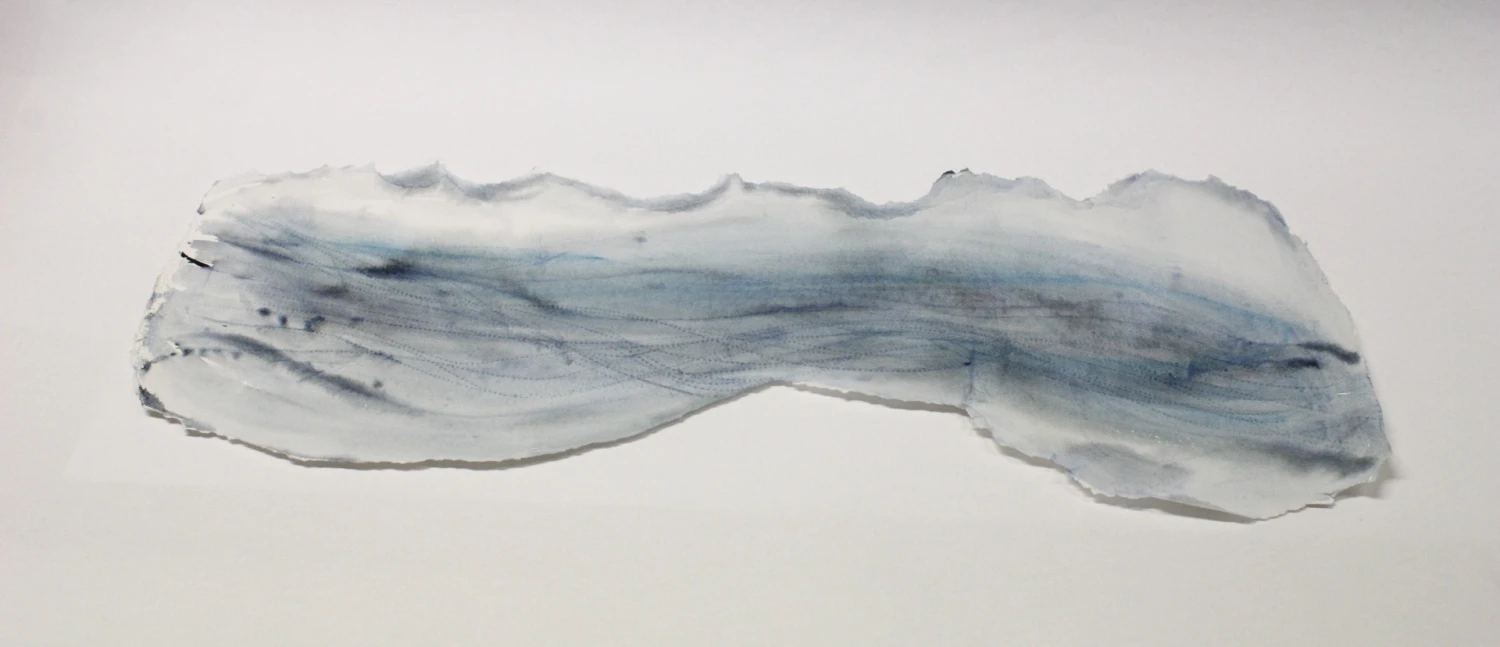 *Movement of Murmuration*, watercolour, Fabriano mixed-media, charcoal, pastel, 60 x 26 cm.