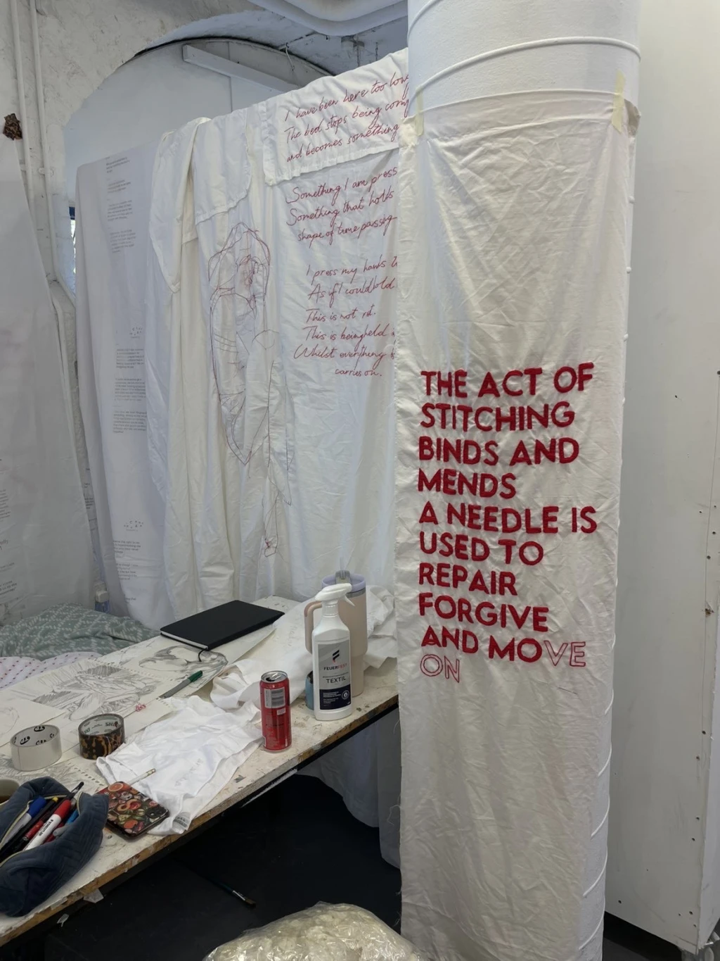 *The Weight*, embroidery and textile experimentation.