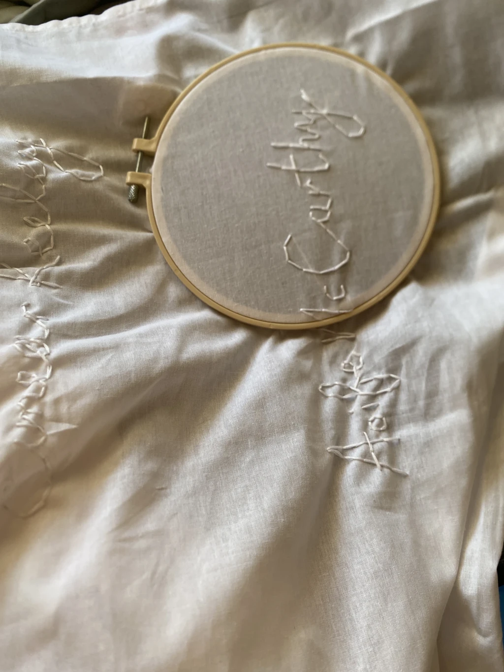 *The Weight*, research and process documentation of embroidered signatures.