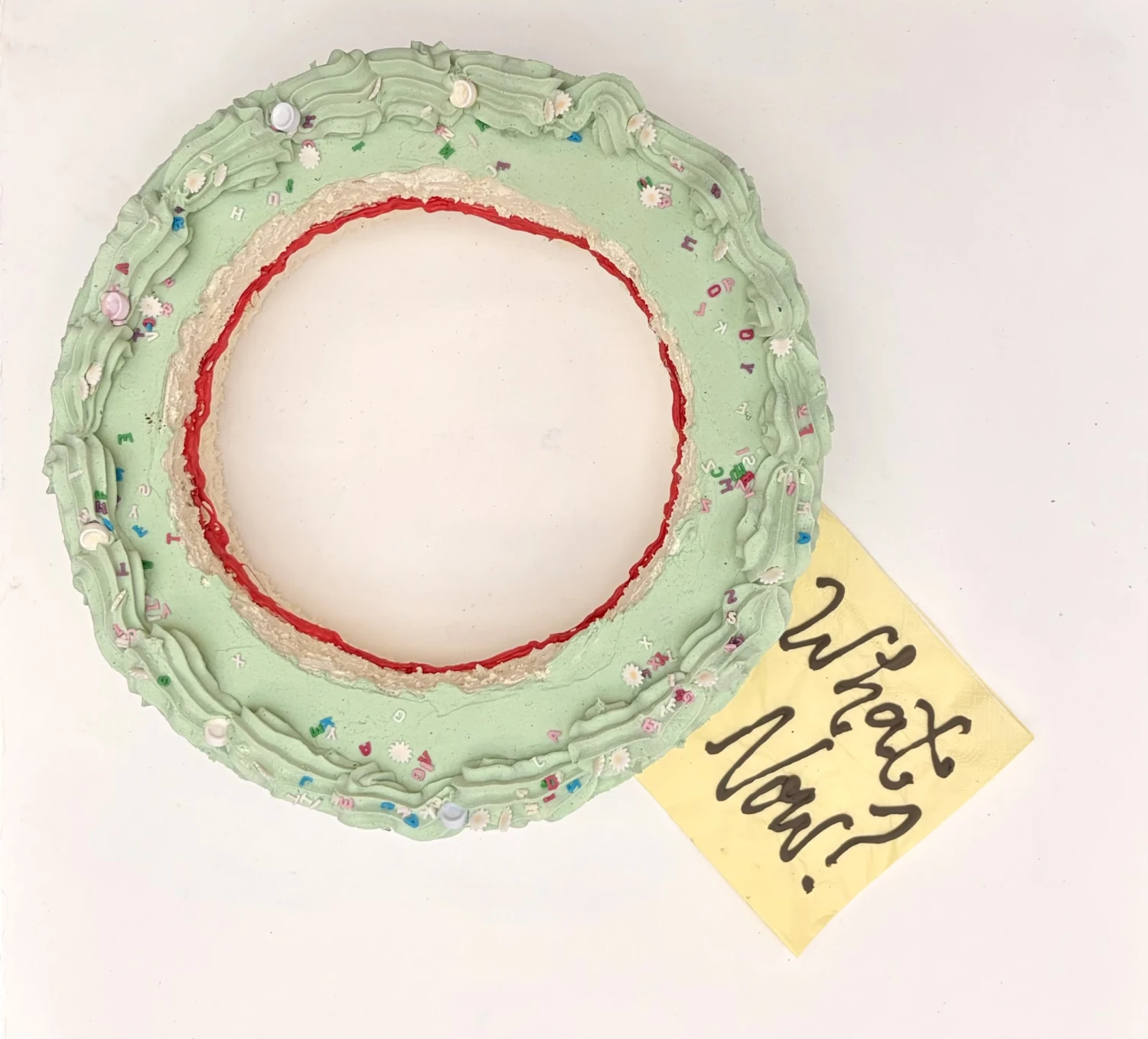 *What Now?*, 2026, foam, Polyfiller, acrylic, 35 x 10 cm.