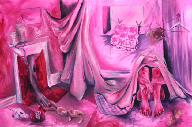 *Architecture of Containment*, oil on canvas, 100 x 150 cm.