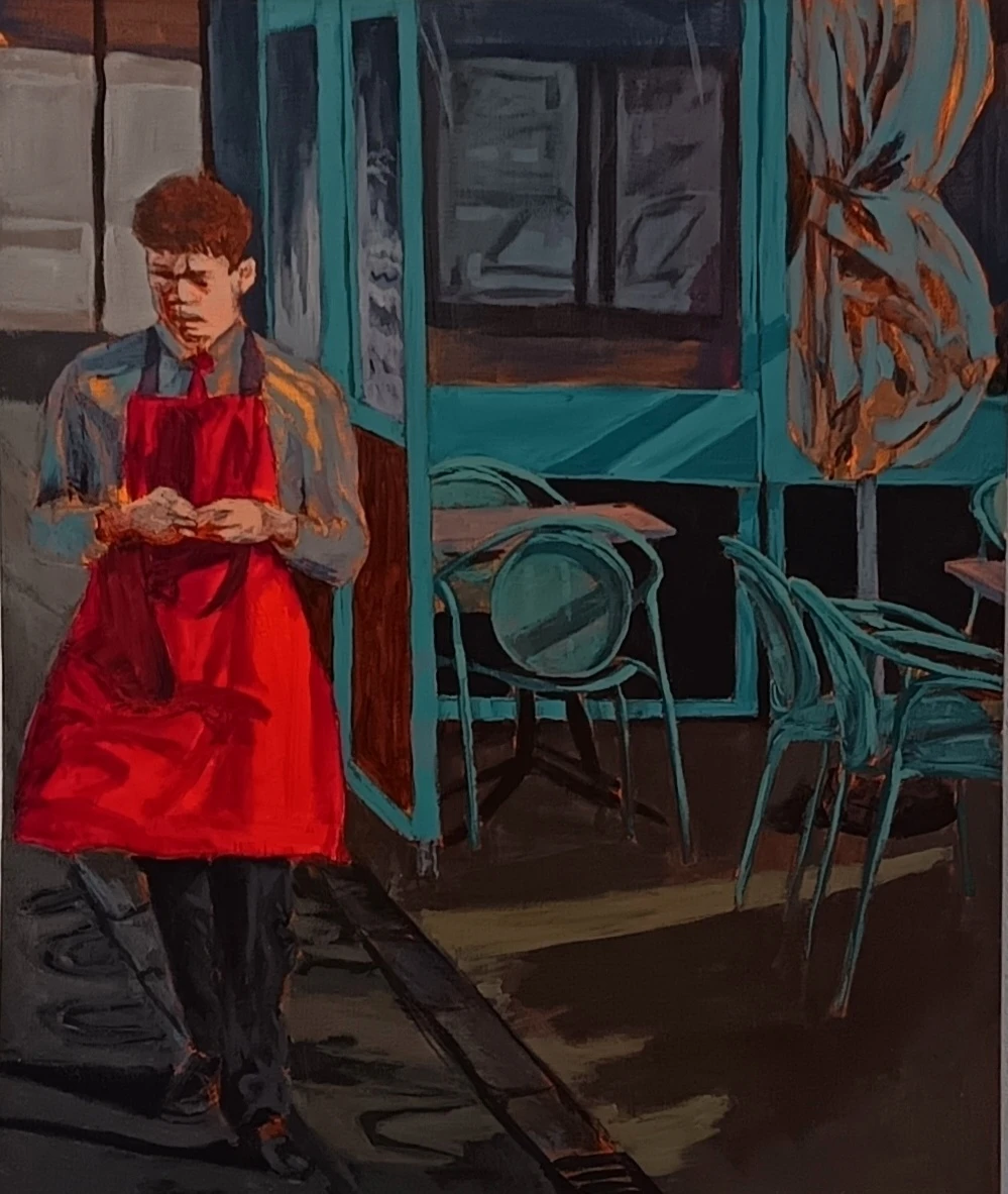 *Waiting*, acrylic on canvas, 50 x 60 cm.