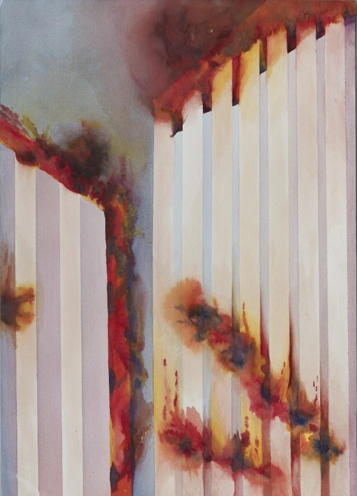 *War/Conflict 7*, watercolour on 140lb paper, 60 x 42 cm.